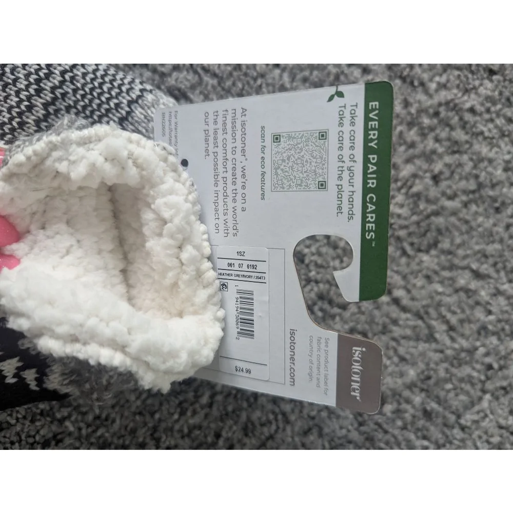 NWT Isotoner Heather Gray Eco Comfort Sherpa Lined Winter Gloves O/S - Picture 3 of 3